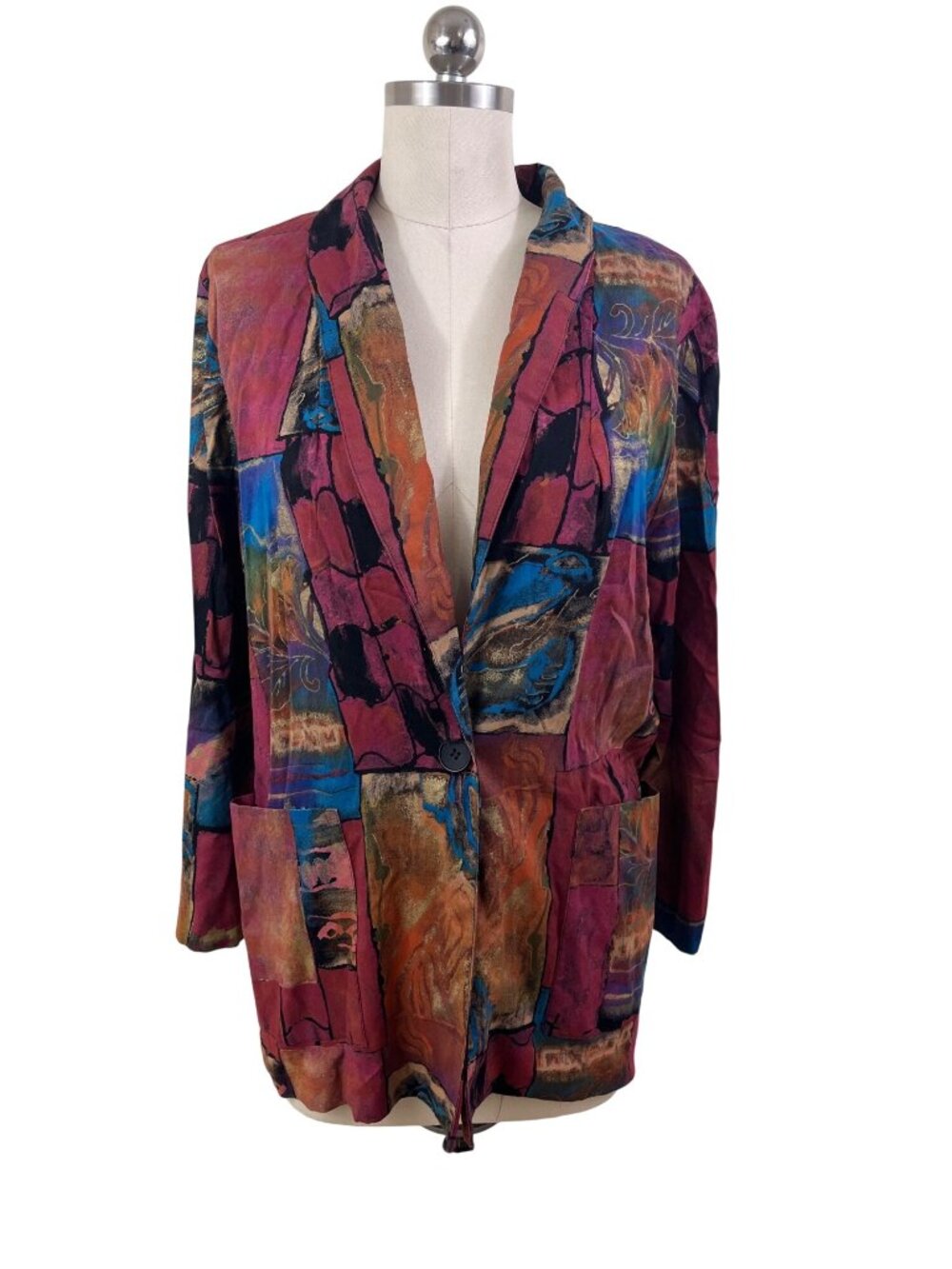 Kensington Square VTG 80-90s Dark Boho Blazer Womens Petite Artsy Earthy Indie
